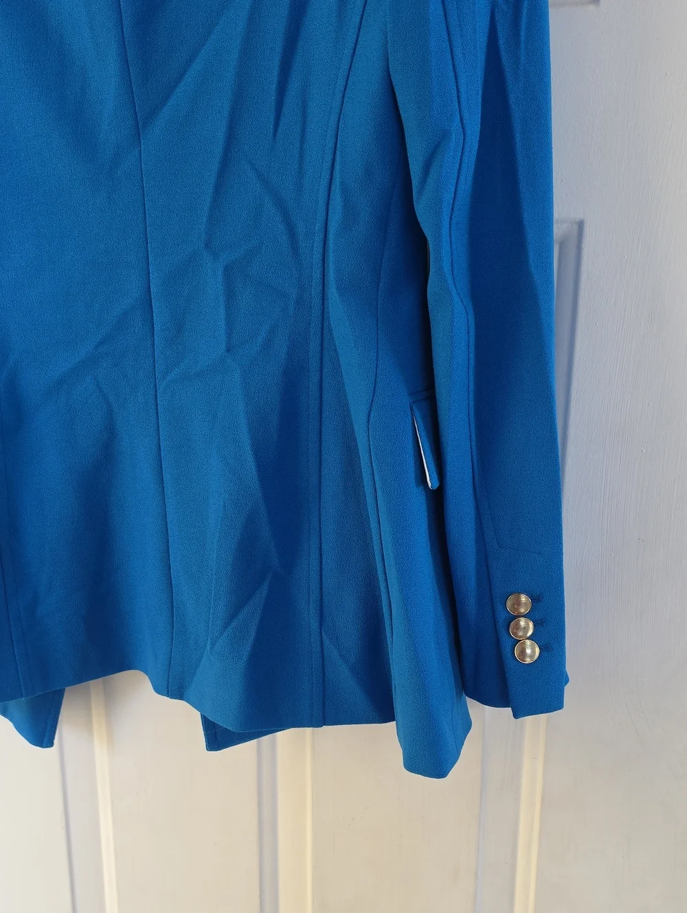 RARE ZARA BLUE DOUBLE BREASTED JACKET BLAZER GOLD BUTTONS